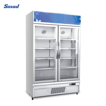 630L Supermarket Commercial Double Door Beverage Cooler Display Showcase